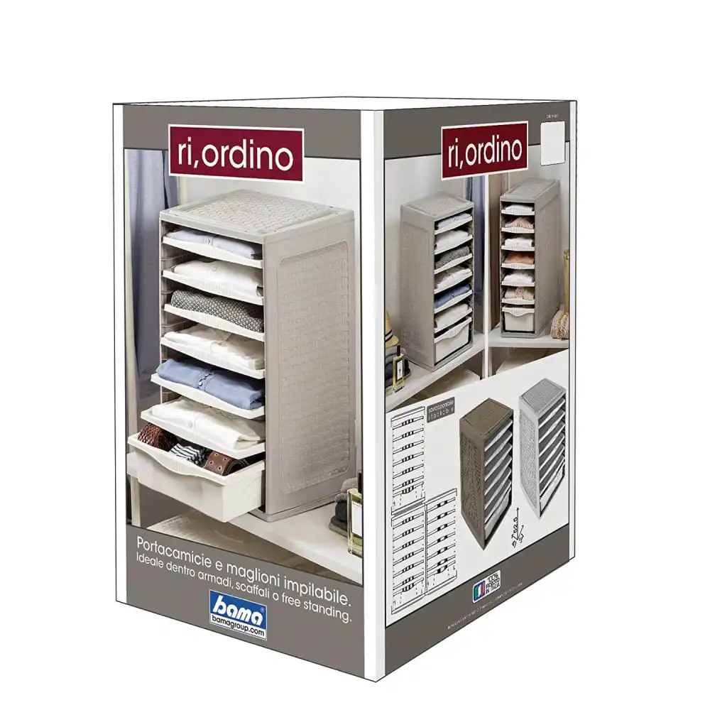 Cassettiera Per Interno Armadi in Plastica Ri.Ordino Tortora 34 x 41 x 53 cm