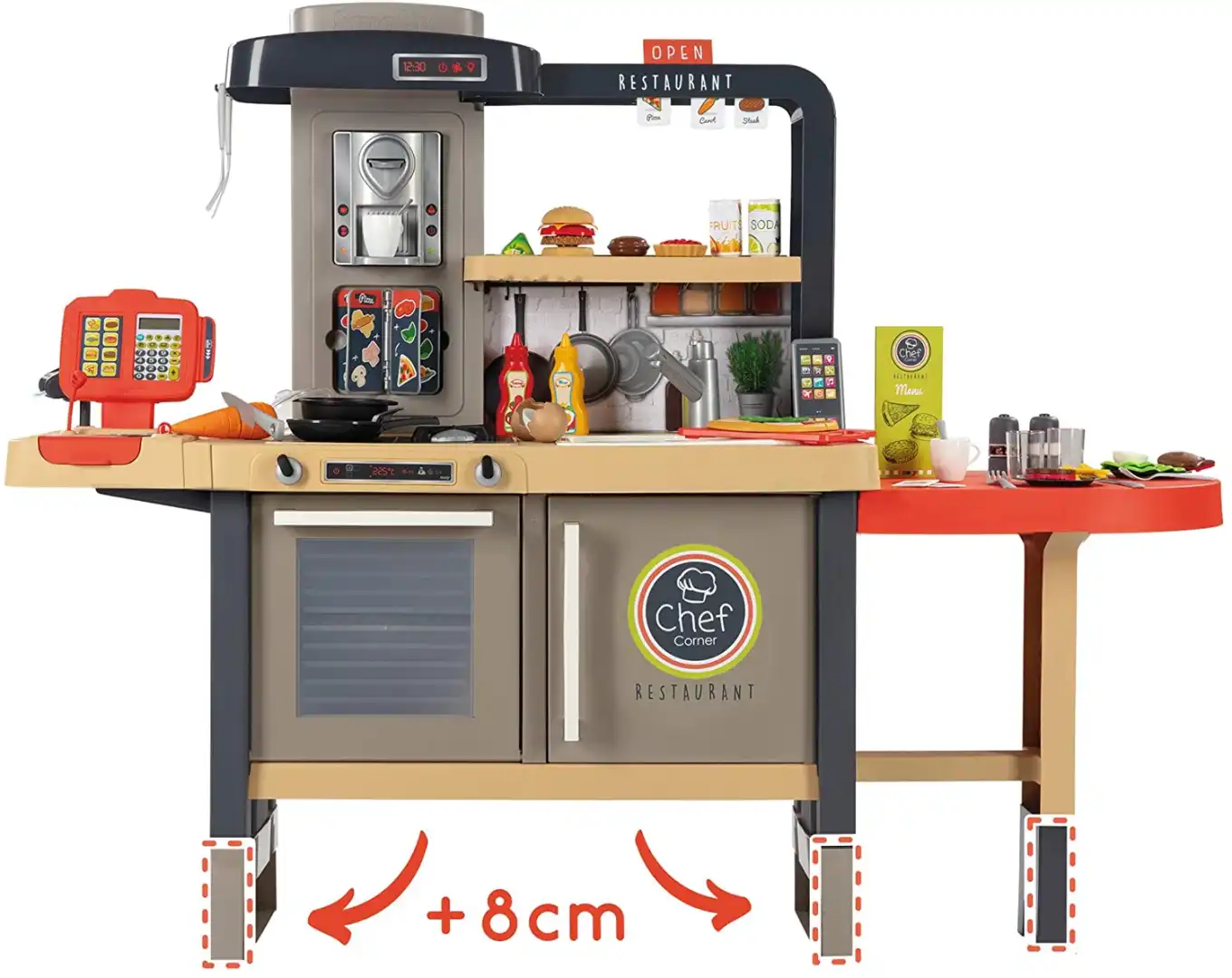 Cucina Chef Corner Restaurant Smoby con 70 Accessori per Bambini 138x44x101cm