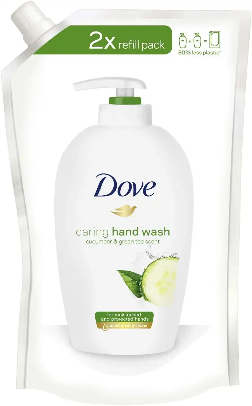 10x Dove Detergente Cremoso Cetriolo & Tè Verde Ricarica 10x500ml Pelle Idratata