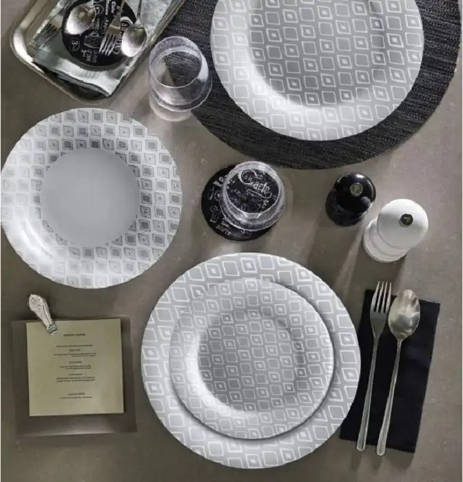 Servizio Di Piatti Arcopal Da Tavola 18 Pezzi Per 6 Persone Bormioli Folk Grey