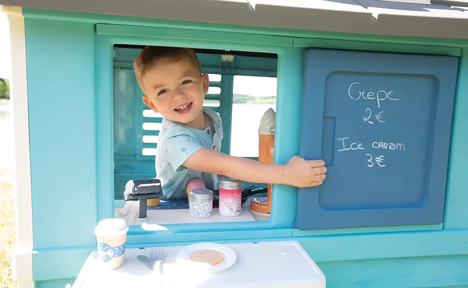 Smoby Casetta Sweety Corner Gelateria Casa Bambini da Giardino con 18 Accessori