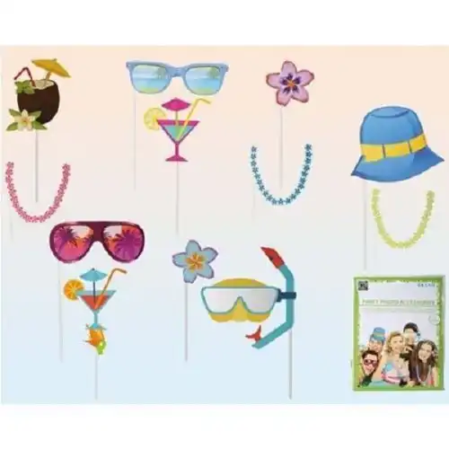 Set Accessori Party Spiaggia Occhiali Cappello Fiore Collana Festa Compleanno