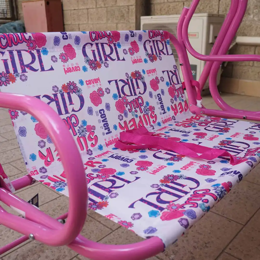 Dondolo da Giardino per Bambine 2 Posti con Tettuccio e Cinture 110x71x117h cm