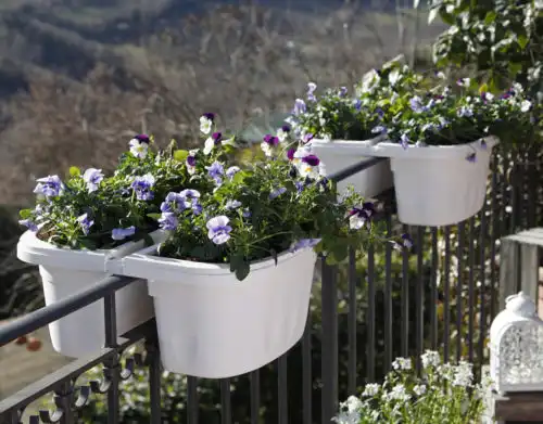 Fioriera Doppia Balcone Autoreggente 40 Cm In Plastica Klunia Panna Bama