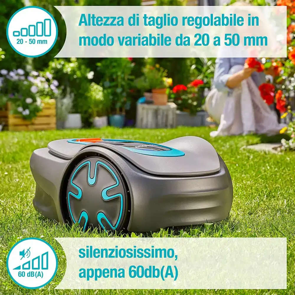 Gardena Robot Rasaerba Sileno Intelligente Fino a 250 m2 Programmabile Bluetooth