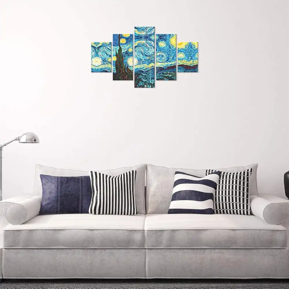 Lupia Quadro Moderno 5 Pezzi in Legno Vogue 48X85 cm Notte Stellata