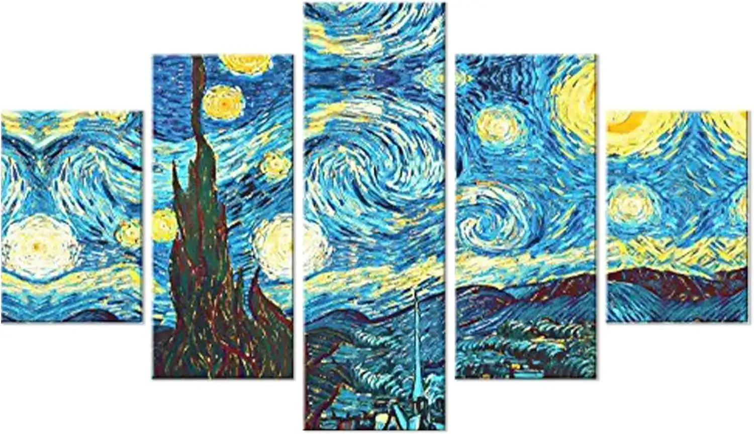Lupia Quadro Moderno 5 Pezzi in Legno Vogue 48X85 cm Notte Stellata