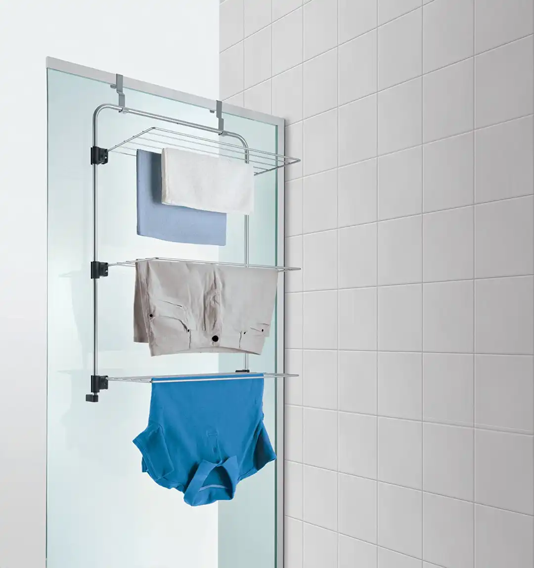Metaltex Stendibiancheria Dietro Porta Box Doccia Gale Metallizzato 4x58x87Cm