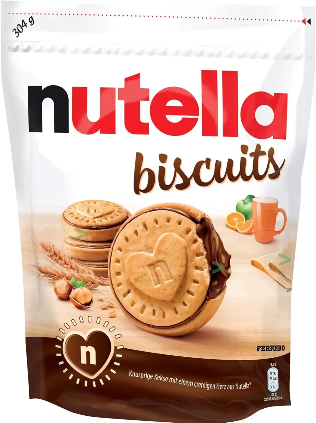 10x Ferrero Nutella Biscuits gr304 Biscotti Ripieni alla Nutella 10x304gr
