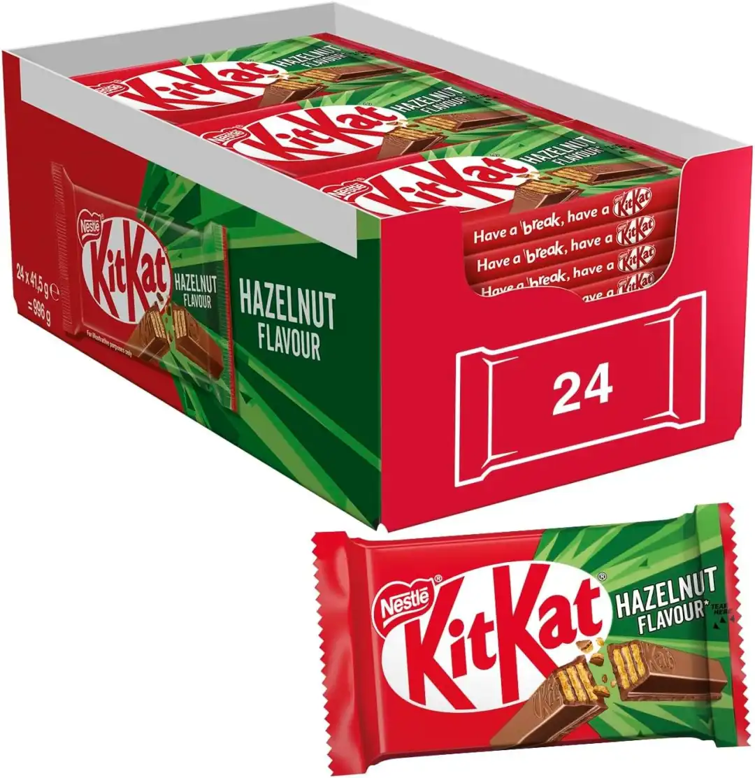KITKAT Hazelnut Wafer di Cioccolato al Latte al Gusto Nocciola 24 Snack da 41,5g