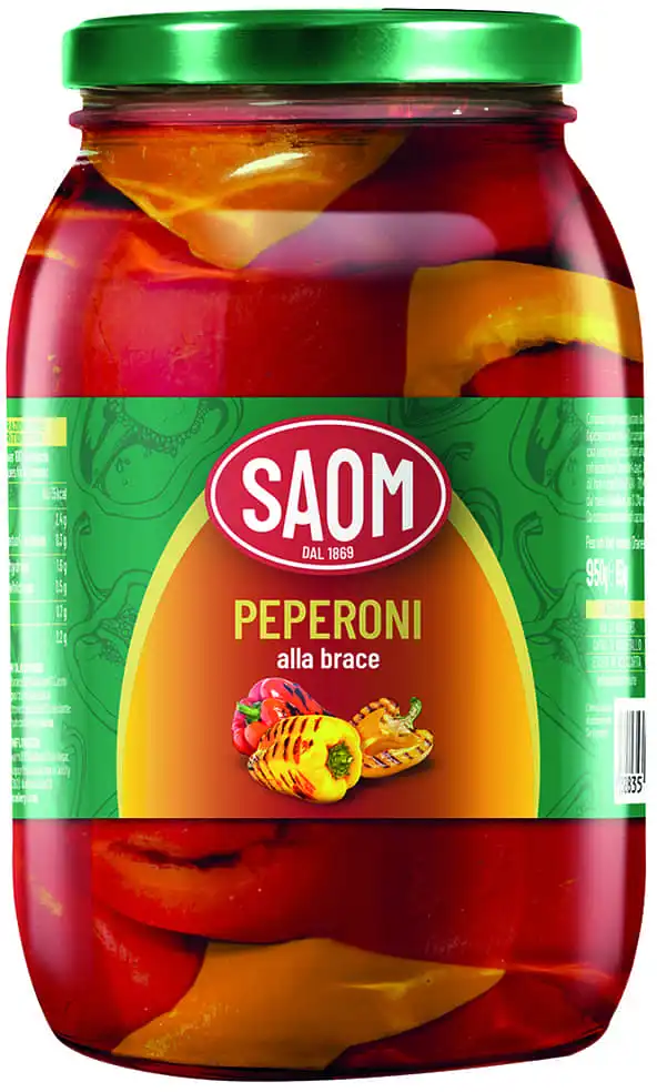 6x Saom Peperoni alla Brace 950gr Sottolio OSG Barattolo in Vetro 6x950gr