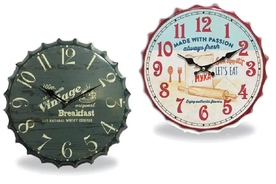 Orologio Da Parete 36 Cm a Forma Di Tappo Di Bottiglia Vintage Ufficio Casa Bar
