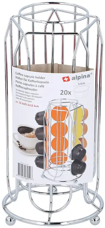 Stand Portacapsule Porta Cialde Capsule Caffe' Dispenser In Metallo 20 Posti