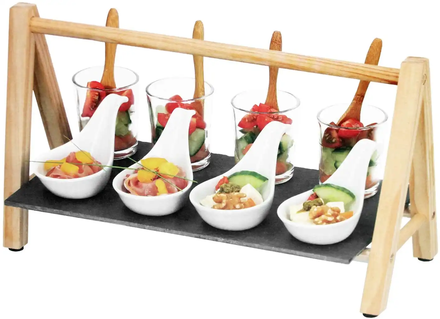 Set 13pz Aperitivo Alpina Vassoio Per Antipasti con Tazzine Ciotole e Cucchiaini