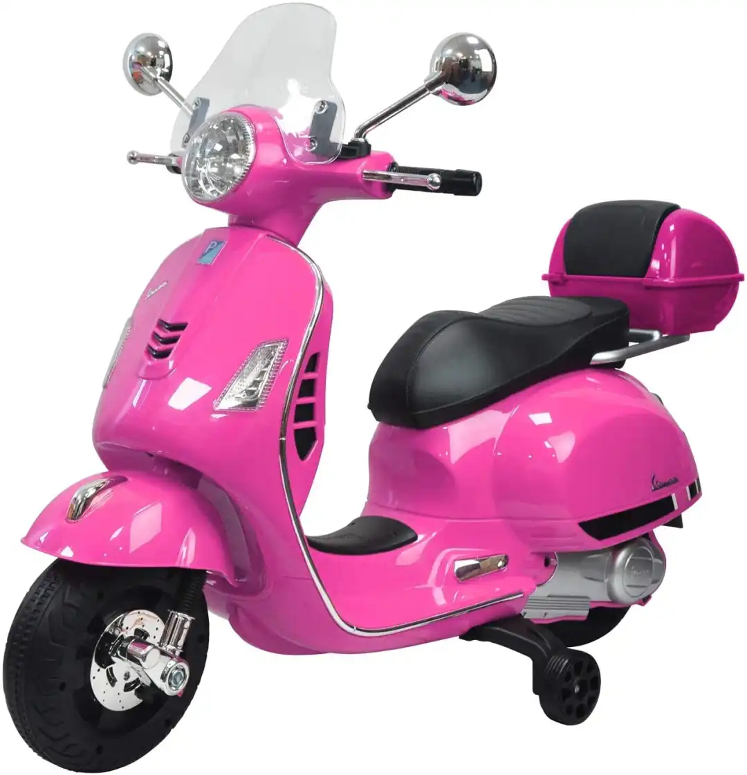 Vespa GTS Super Sport 12V Rosa Fari a Led Mp3 Suoni Clacson Bauletto