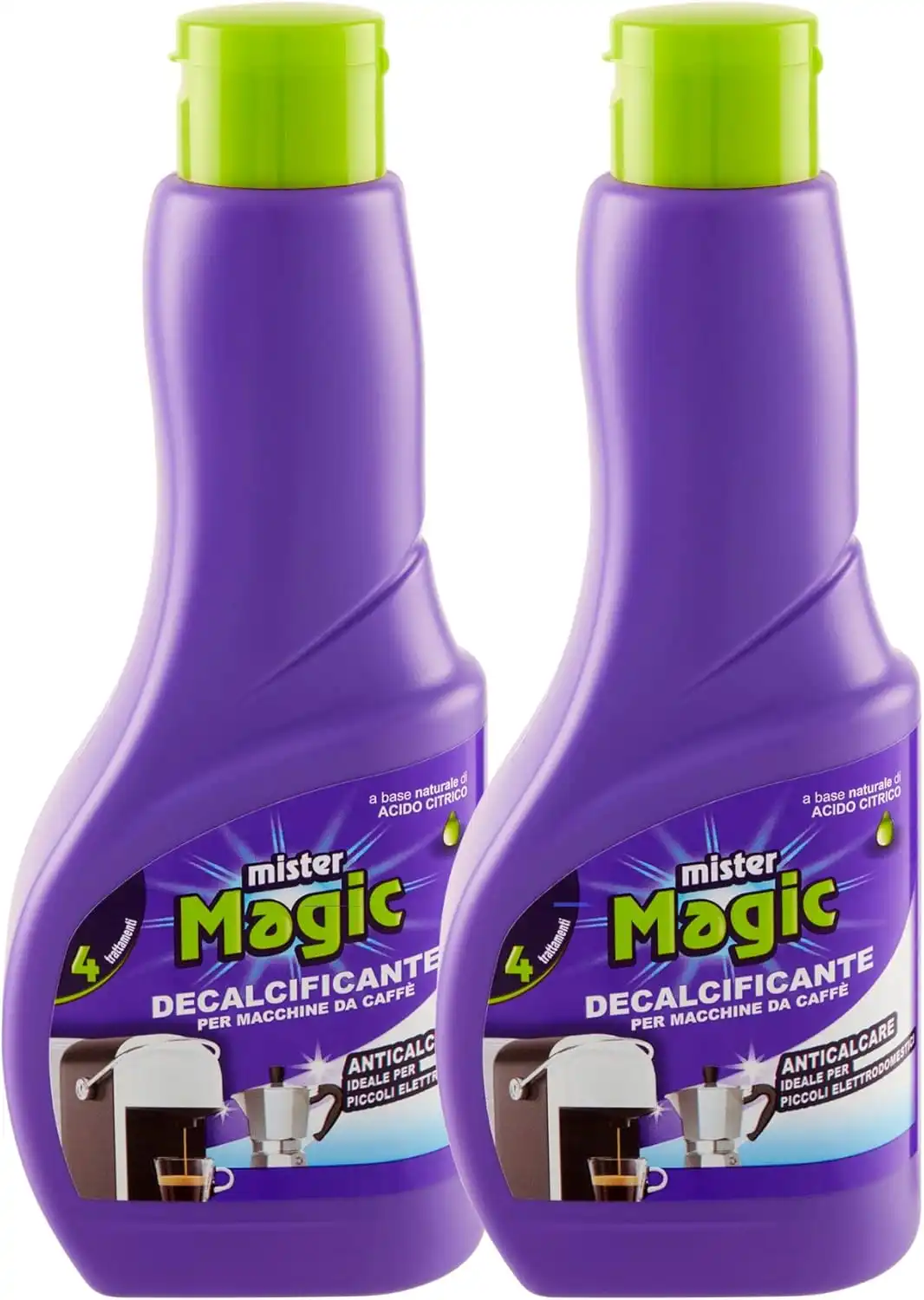 2x Mister Magic Decalcificante Macchinetta Caffè Trattamento Anticalcare 200ml