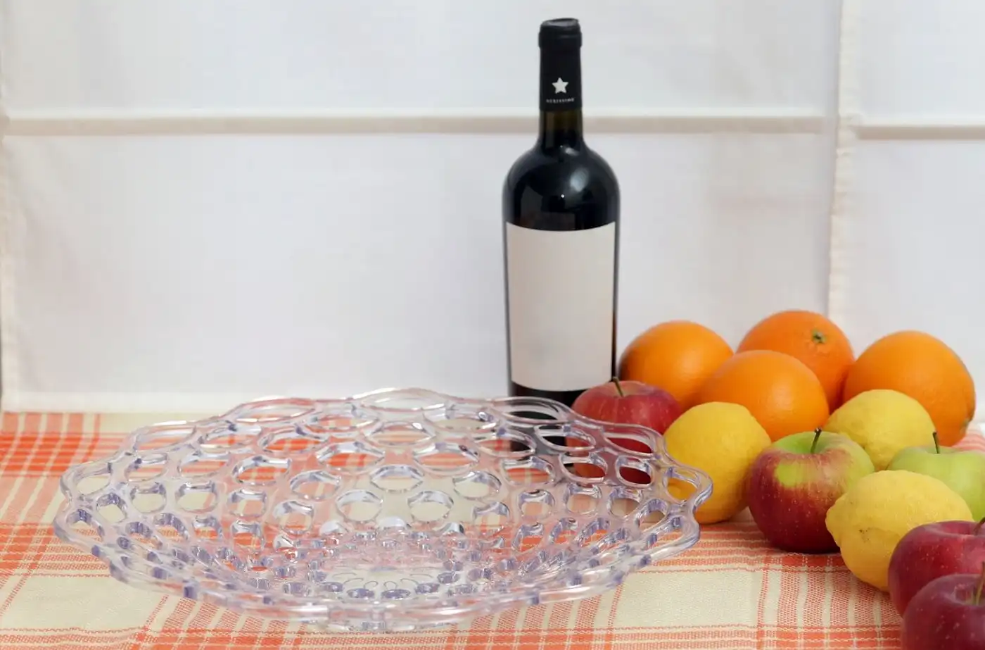 Vassoio Centrotavola Piatto Frutta Crystal Appeal 40x6 CM Plastica Bianco