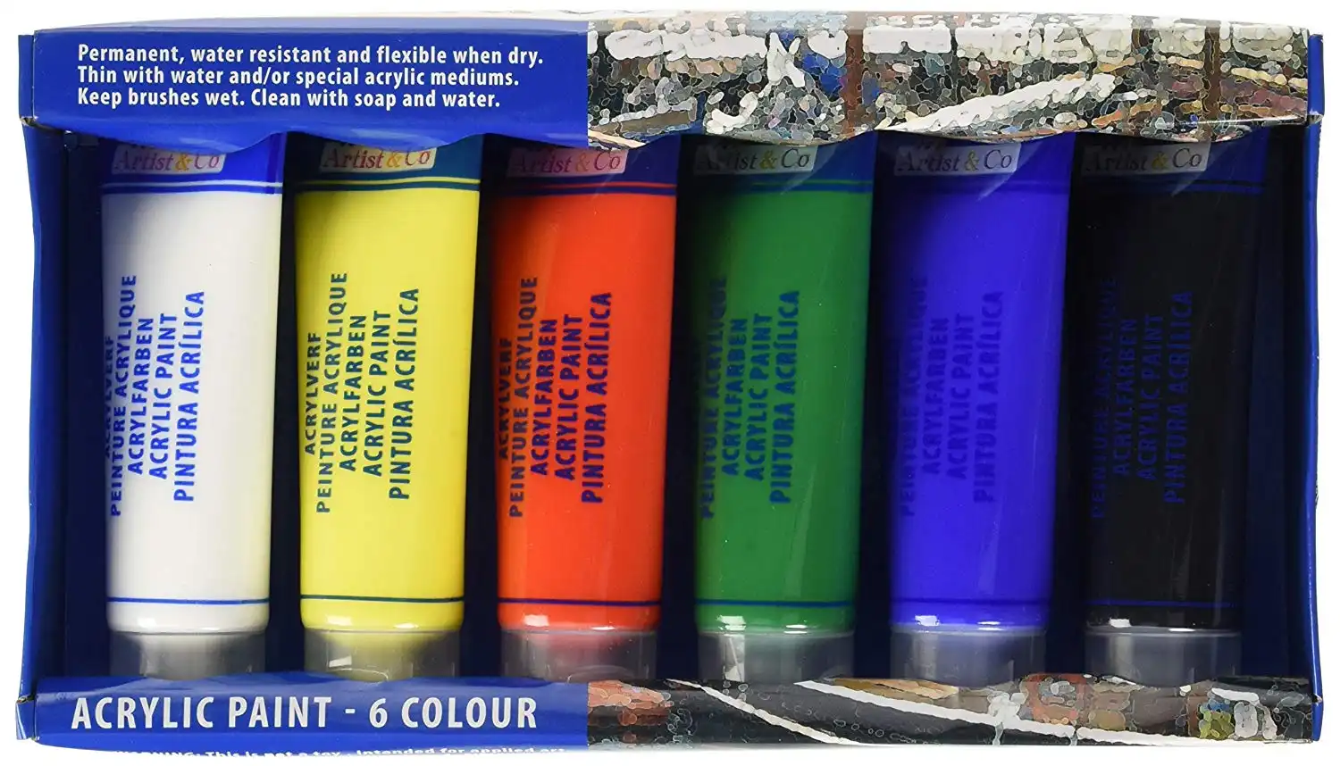 6 Tubi Tubo di Pittura per Dipingere Vernice Acrilica da 75 ml Per Disegno