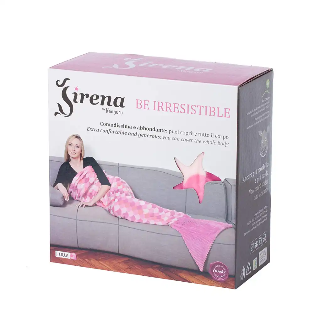 Coperta Sirena In Morbido Pile Soffice e Calda Plaid Lungo 200 Cm Lilla Natale