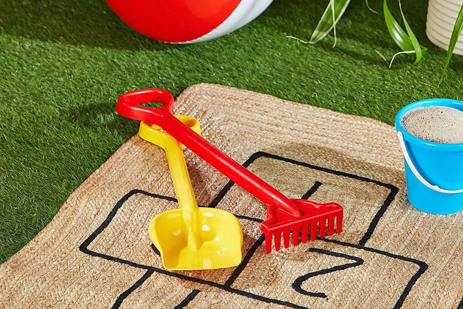 Attrezzi Gioco Bambini Pala e Rastrello Colorati 56cm Spiaggia Giardino Mare