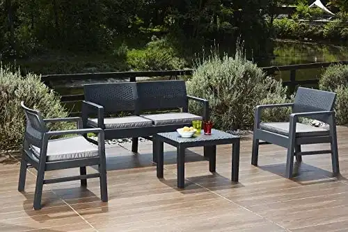 Set Kilimanjaro Salotto da Giardino in Rattan Tavolo Divanetto e 2 Poltrone