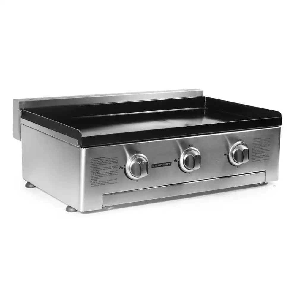 Piastra di Cottura a Gas Con 3 Bruciatori Brixton Bq-6395 in Ghisa Per Barbecue