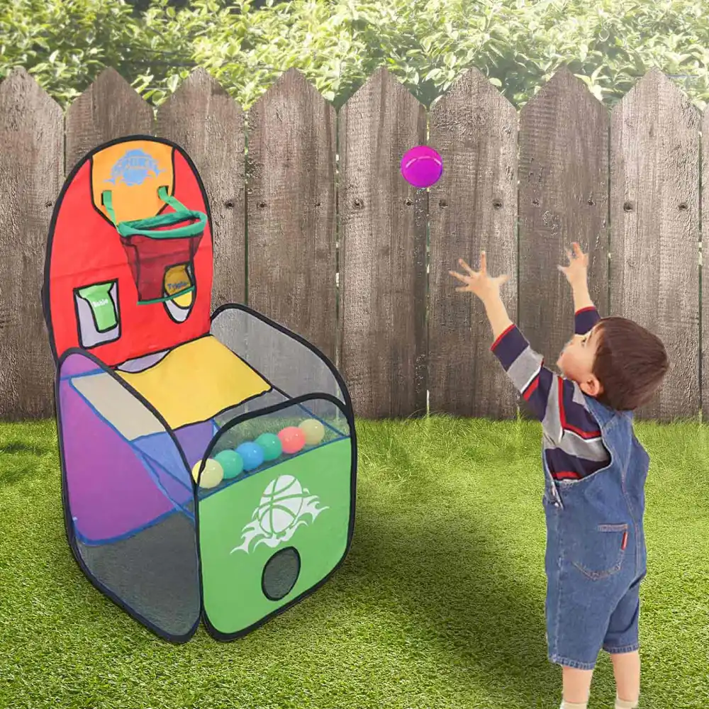 Gioco Basket per Bambini con 6 Palline Pallacanestro Palla Canestro 48x48x102cm