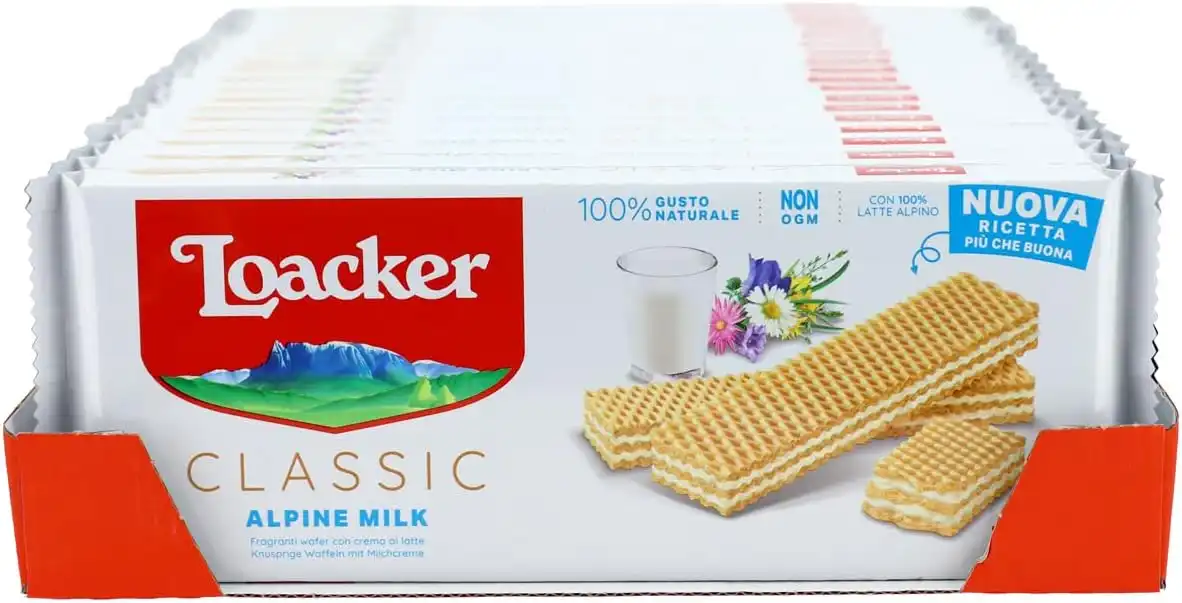 Set da 9pz Wafer Loacker Classic Milk Merenda Snack con Crema a Latte