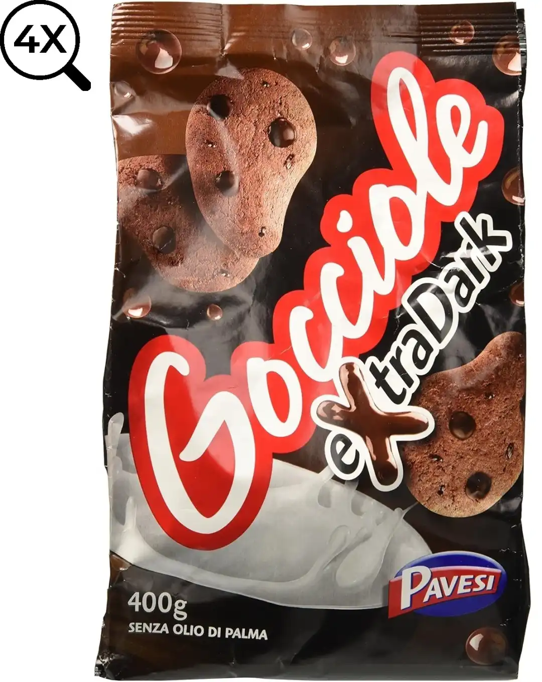 4x Biscotti Pavesi Gocciole con Cioccolato Extra Fondente Extra Dark 4x400g