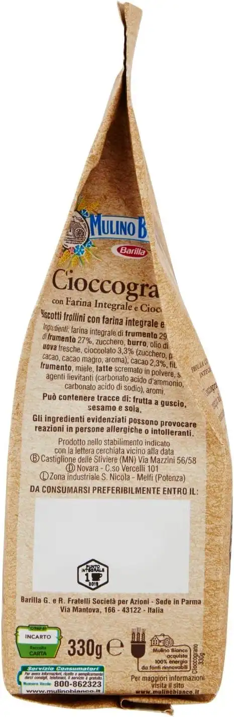 3 Confezioni Mulino Bianco Biscotti Frollini Cioccograno da 330gr