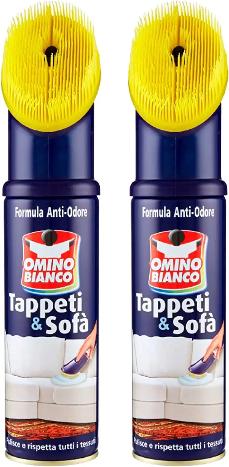 Set da 2pz Omino Bianco Pulitore Per Tappeti Sofa' e Interni Auto Flacone 300ml