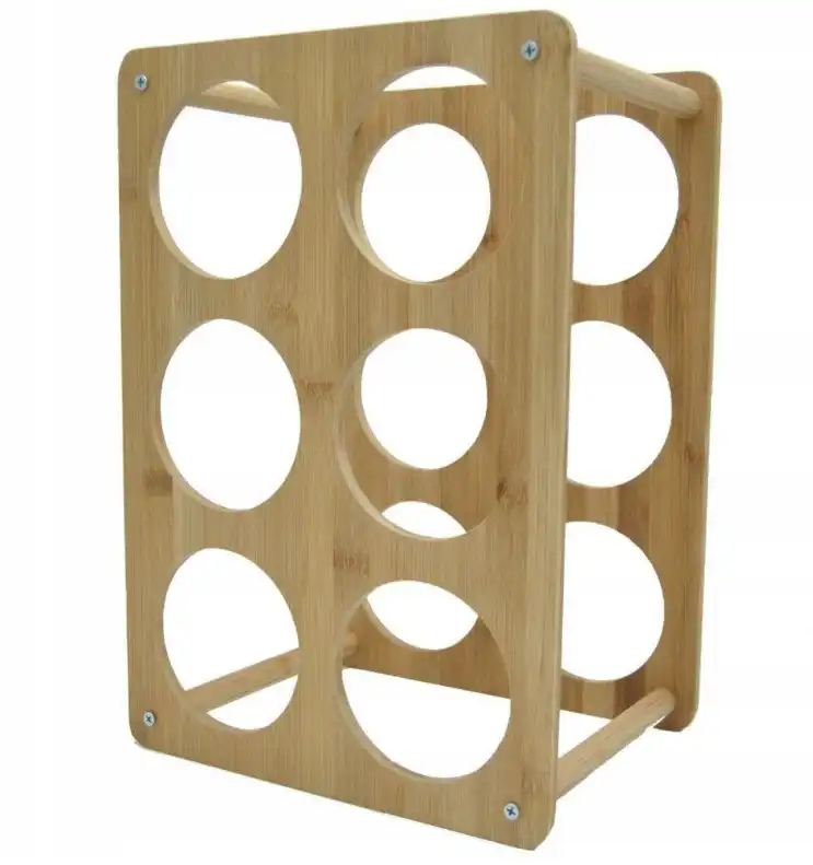 Portabottiglie 6 Posti in Legno di Bambu' Verticale e Orrizontale 18,5x35x24 cm