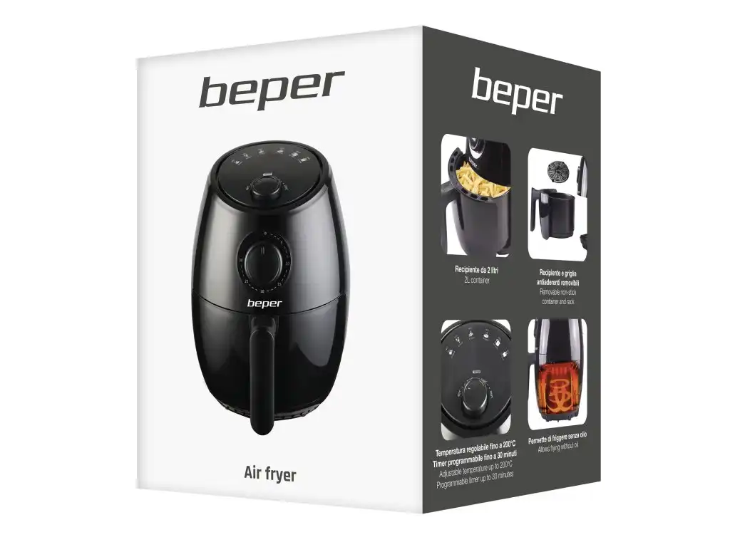Beper Friggitrice ad Aria Calda Senza Olio 2 Litri Potenza 1000W Con Timer