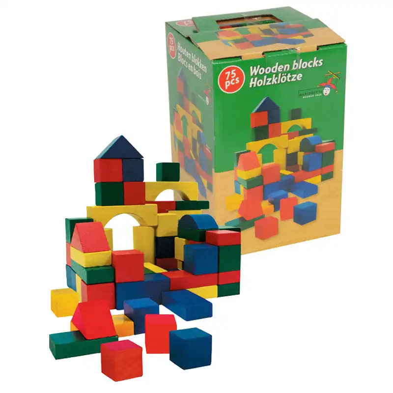 Costruzione Costruzioni in Legno 75 Blocchi Mattoncini Mattoni Gioco Bambini