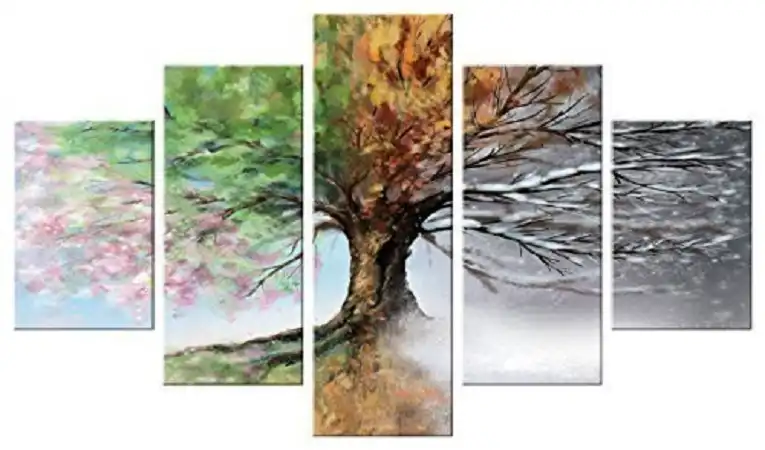 Quadro Moderno 5 Pezzi In Legno VOGUE 48X85 Cm Quattro Stagioni Pannelli
