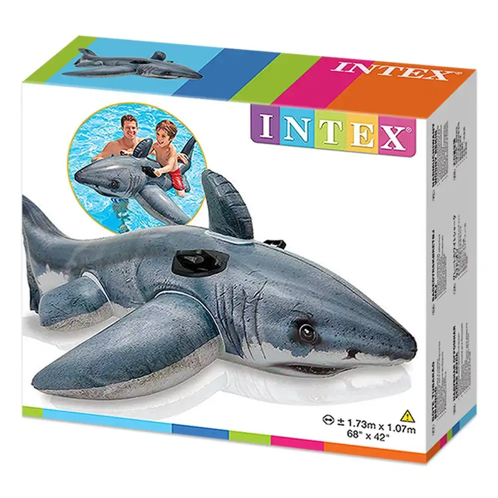 Squalo Gonfiabile Cavalcabile Per Bambini Stampa Realistica Mare Piscina Intex