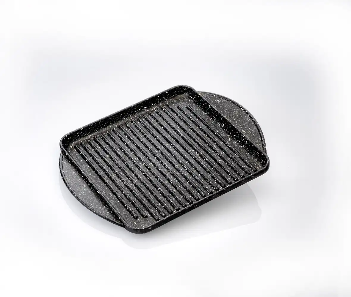 Bistecchiera Piastra in Alluminio Pressofuso Antiaderente 28x28cm Griglia Cuoce