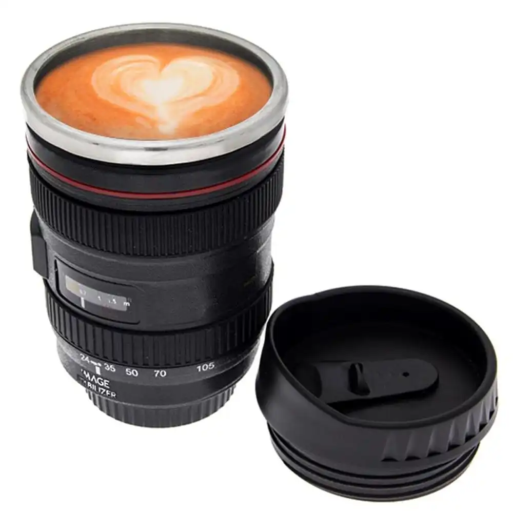 Tazza Thermos in acciaio a Forma di Obiettivo Macchina Fotografica Reflex