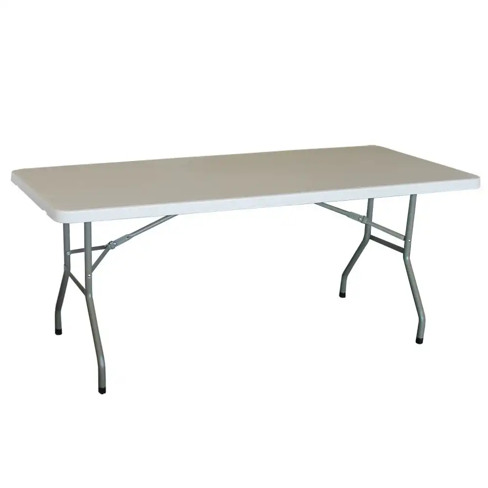 Tavolo Pieghevole da Giardino in Resina e Metallo Colore Bianco 183X76X74 cm