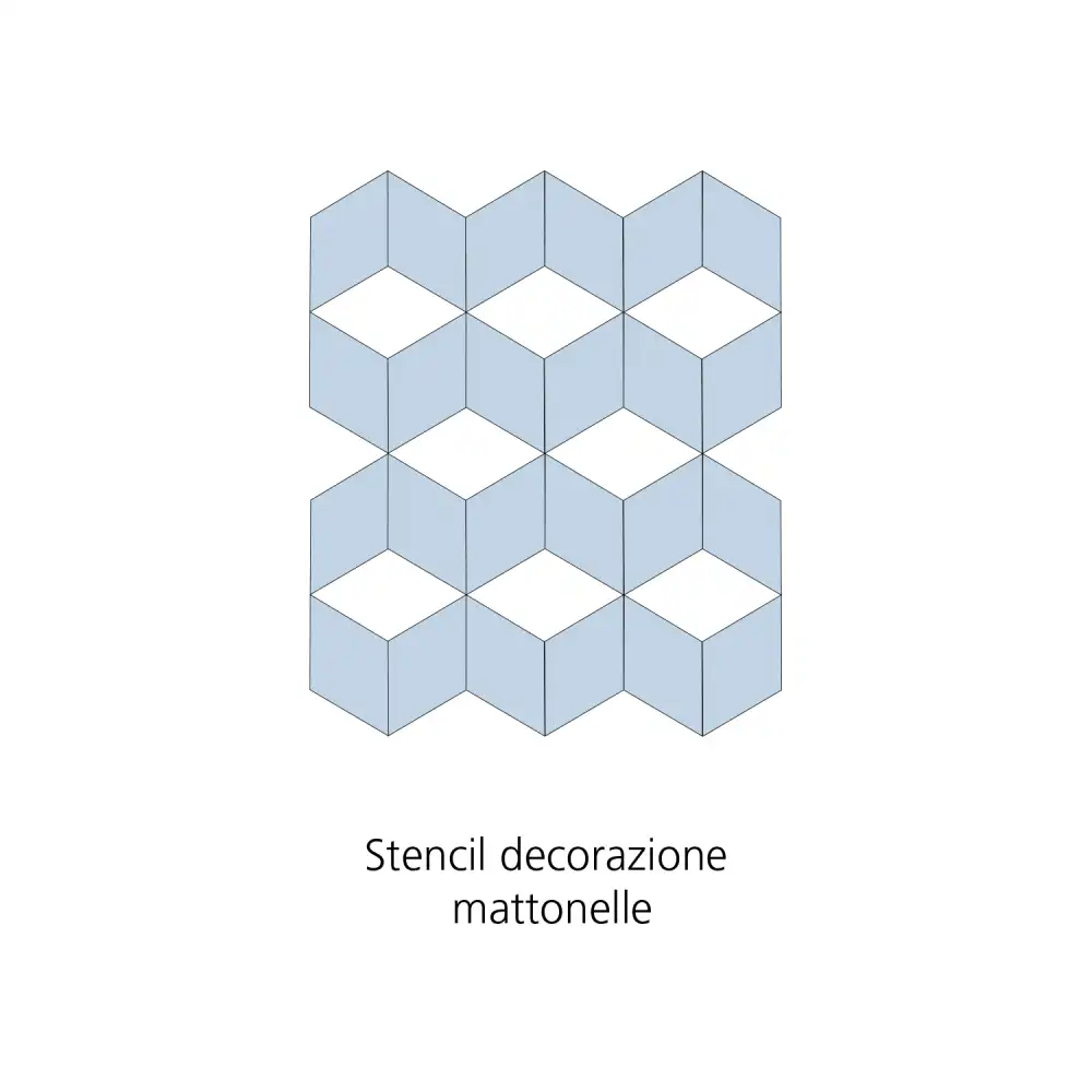 Stencil Effetto Cementine Cubo 3D 25x25Cm Due Colori Effetto Tridimensionale