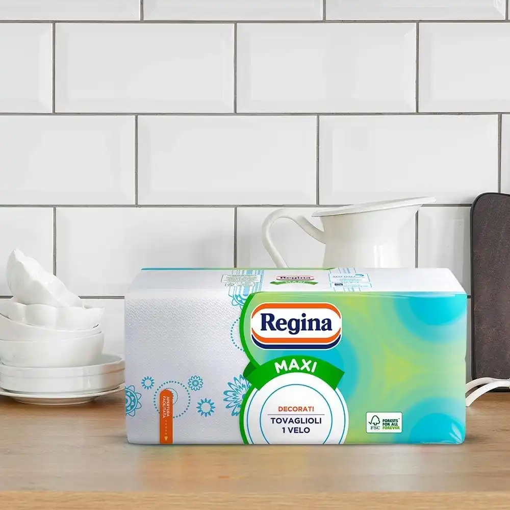 12x Regina Maxi da 250 Tovaglioli 1 Velo Decorati 100% Italiano