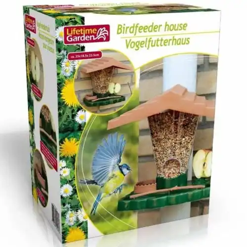 Casa Mangiatoia per Uccelli Uccello Volatili per Esterno Casa Giardino 25x18cm