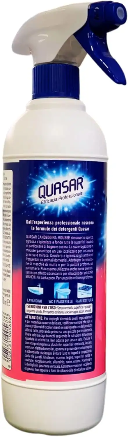 3x Quasar Spray Candeggina Mousse Sgrassa e Sbianca Rimuovi Muffa 580ml x 3