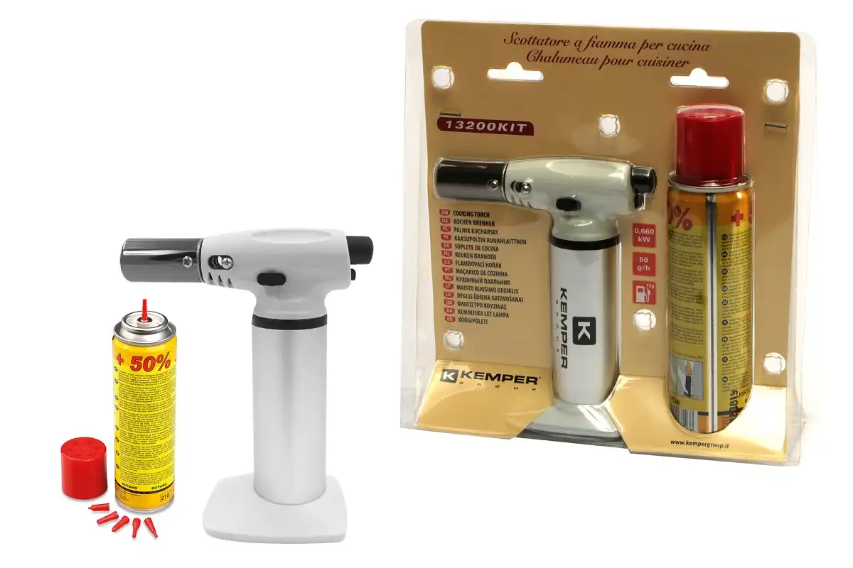 Kit Scottatore + Ricarica Accendini Bruciatore Compatto da Cucina Potenza 0.66KW