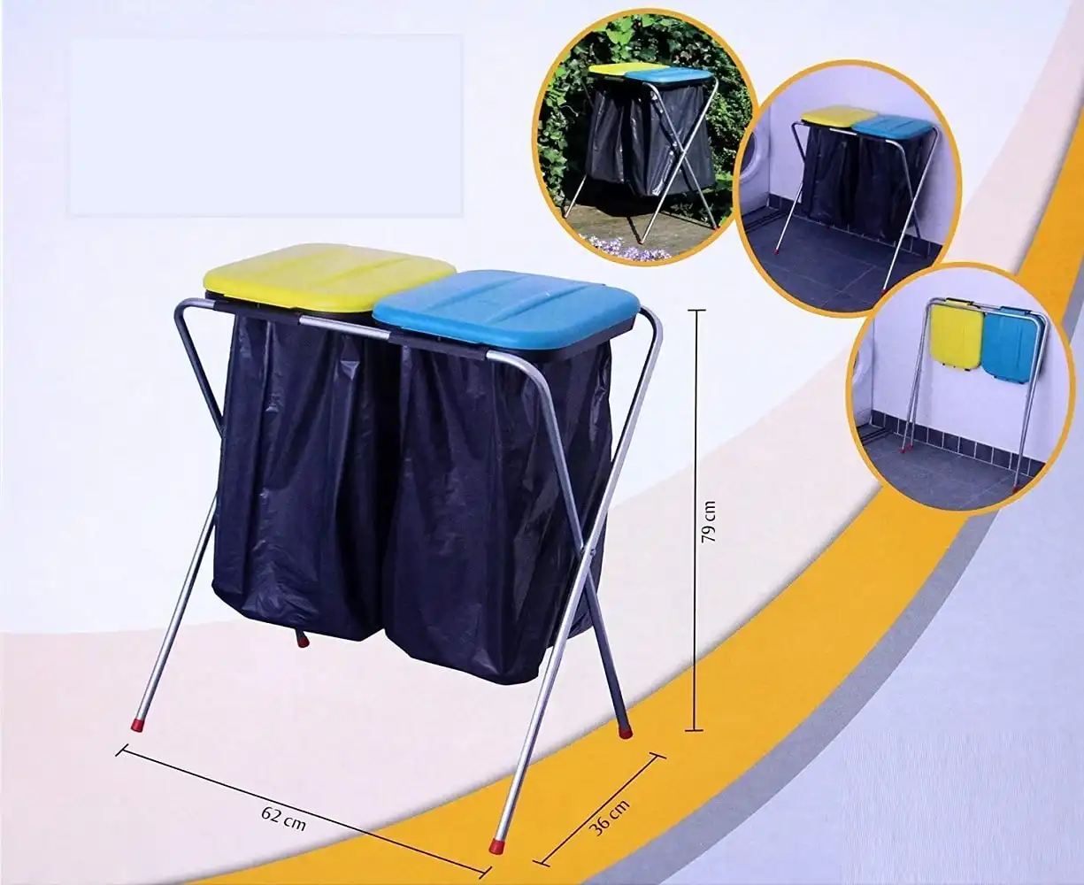 Pattumiera Differenziata Porta Sacco 2 Sacchetti Per Spazzatura Pieghevole 130LT