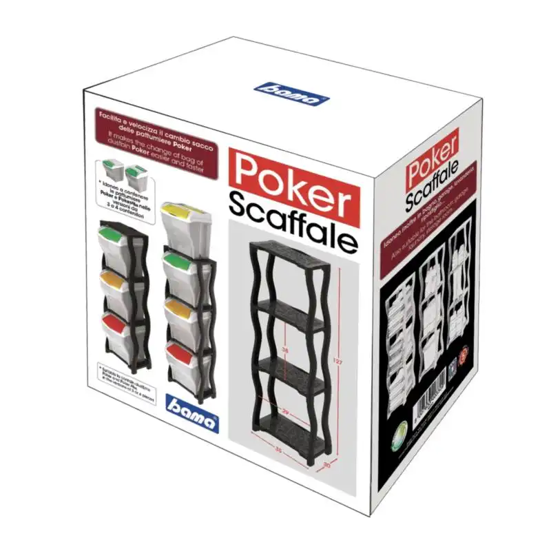 Scaffale Poker Salvaspazio 4 Ripiani 35x30x127h Bagno Lavanderia Antracite
