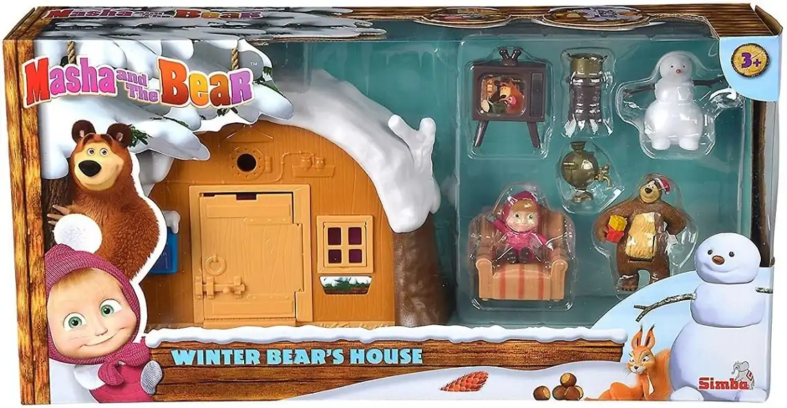Masha Playset la Grande Casa Inverno Inclusi Masha e Orso ed Accessori 3 Anni+