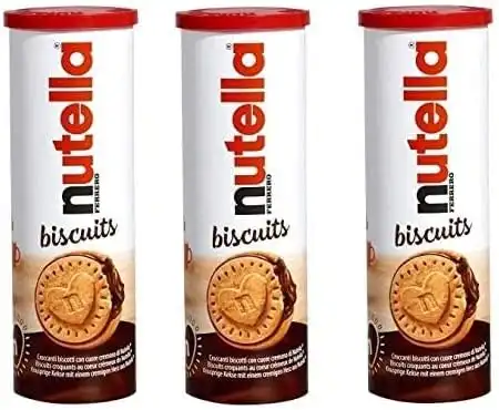 3x Ferrero Nutella Biscuits da 166gr a Forma di Tubo Tappo Richiudibile 3x166gr