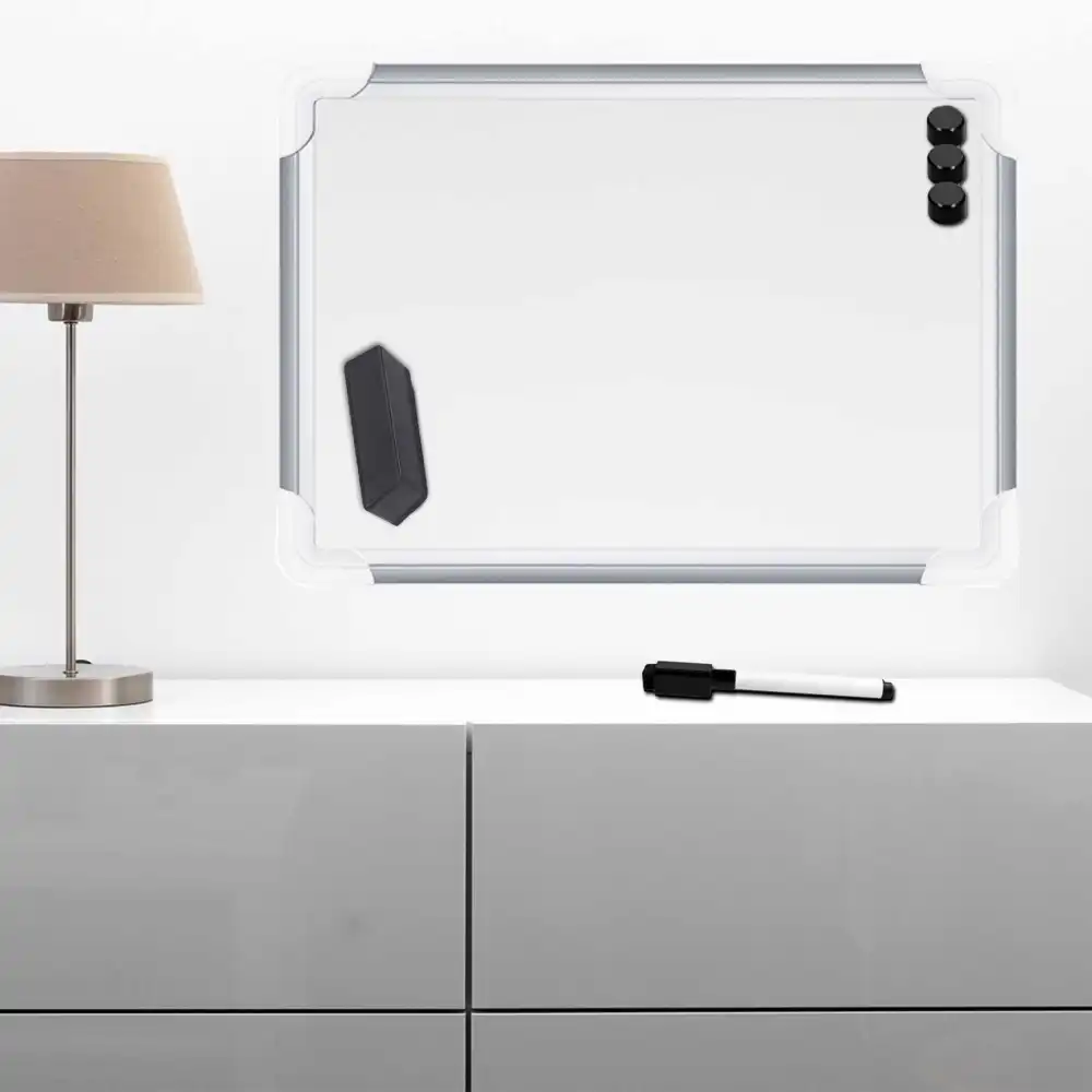 Lavagna Magnetica 60x 46 cm Bacheca Fondo Bianco Struttura Alluminio Laccato
