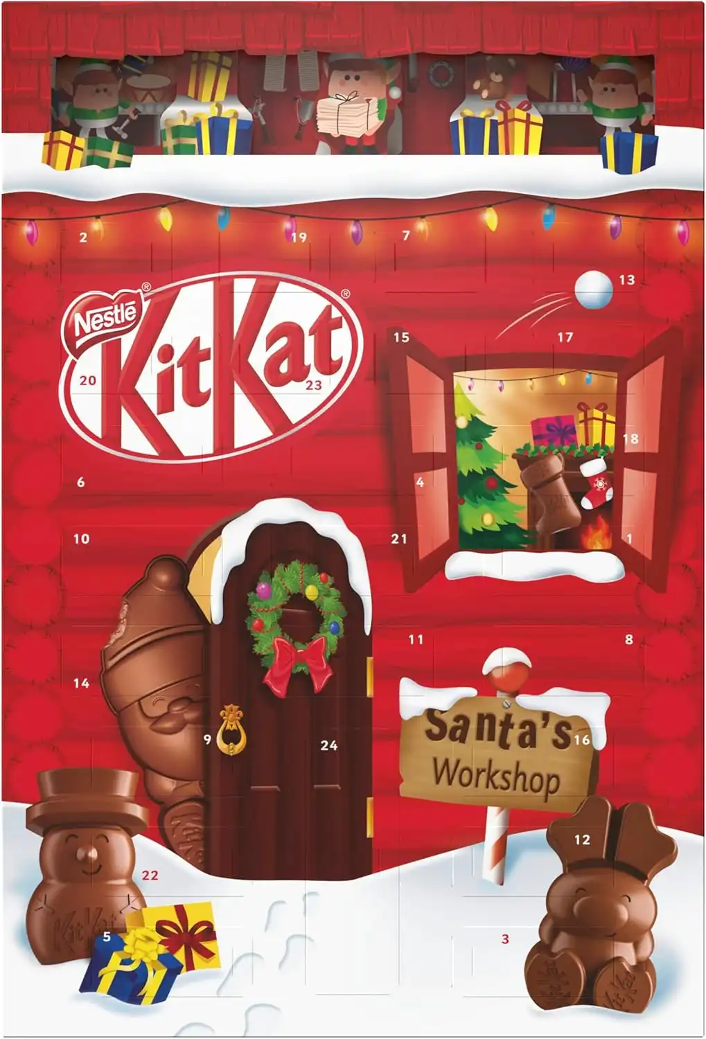 Nestlè KitKat Calendario Dell'Avvento Personaggi e Palline Cioccolato al Latte